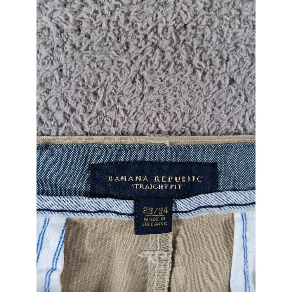 Banana Republic Golf Pants Mens 33x34 Khaki Straight Fit Cotton Chino